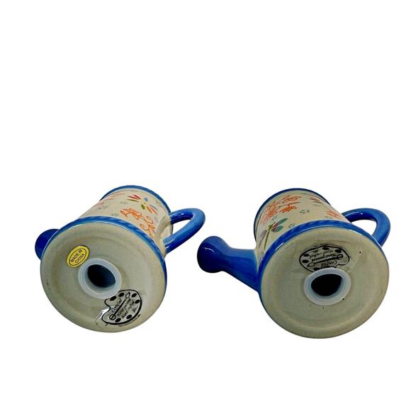 Tara Watering Can Salt Pepper Shakers Hummingbird Ladybug Floral Blue - Picture 3 of 4